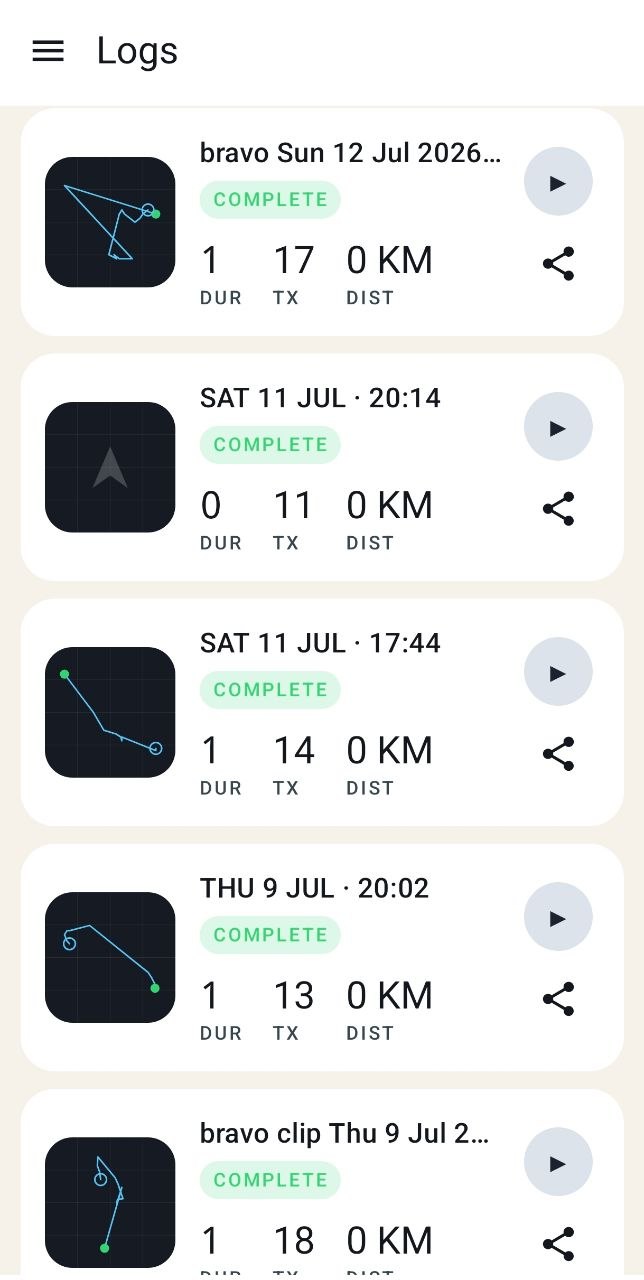 ATC Log list of completed flight recordings ready to replay and share